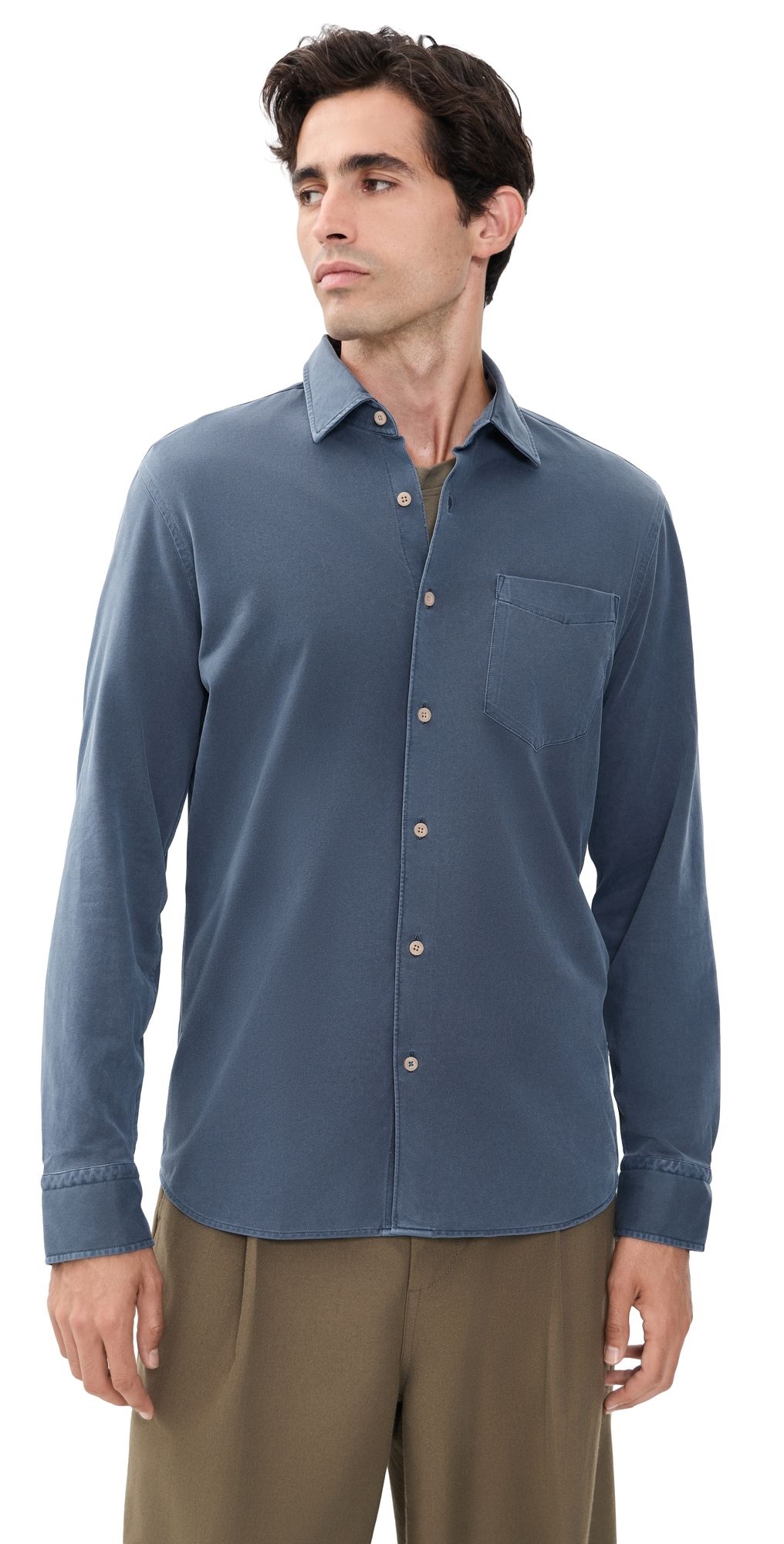 Faherty Costa Pique Shirt Abyss Navy S