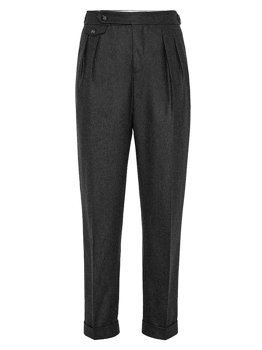 Men's Virgin Wool Flannel Tailor Fit Trousers - Night - Size 46