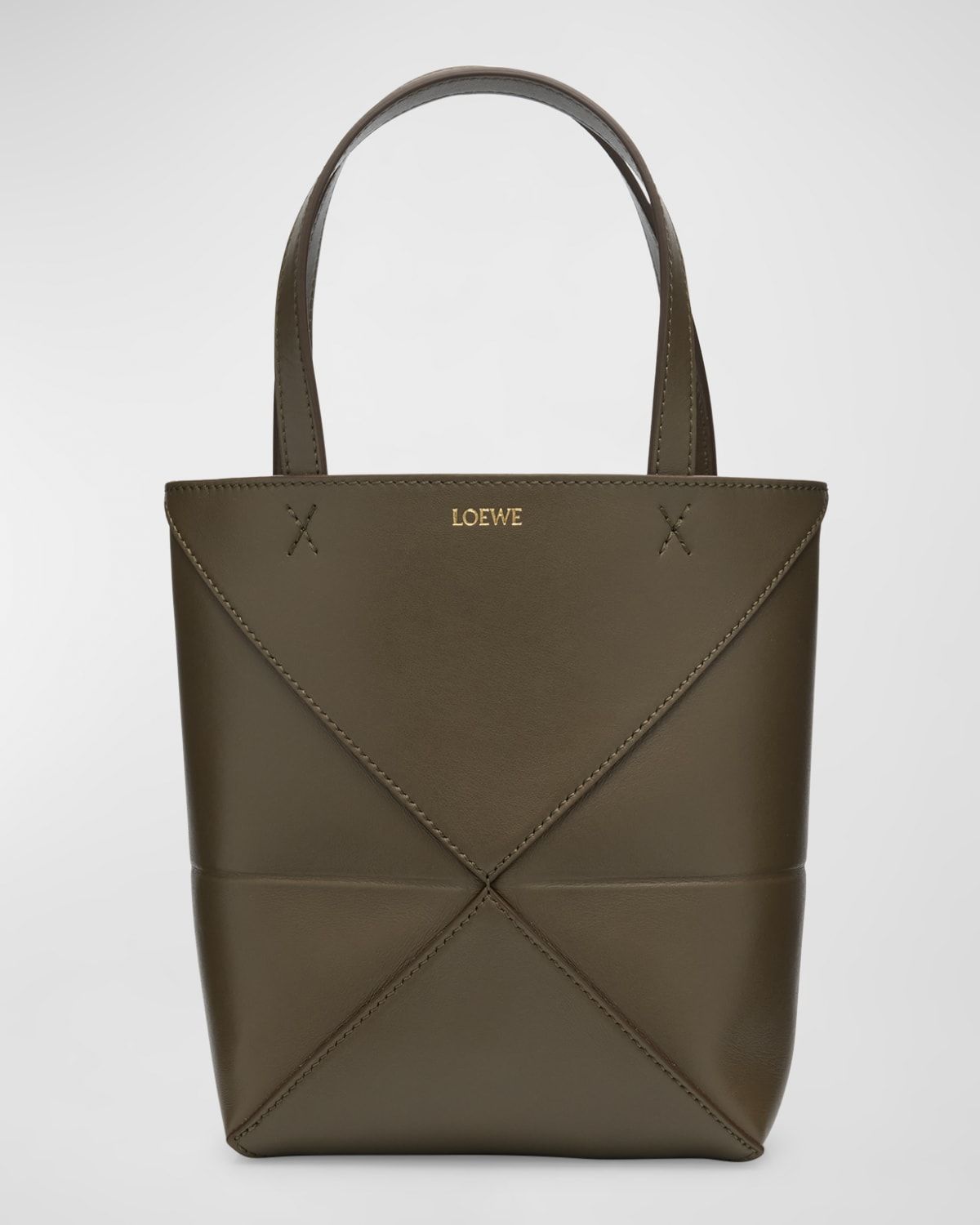 Puzzle Fold Mini Tote Bag in Shiny Leather