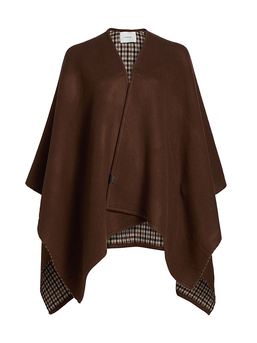 Women's Wool-Cashmere Reversible Cape - Black Grape