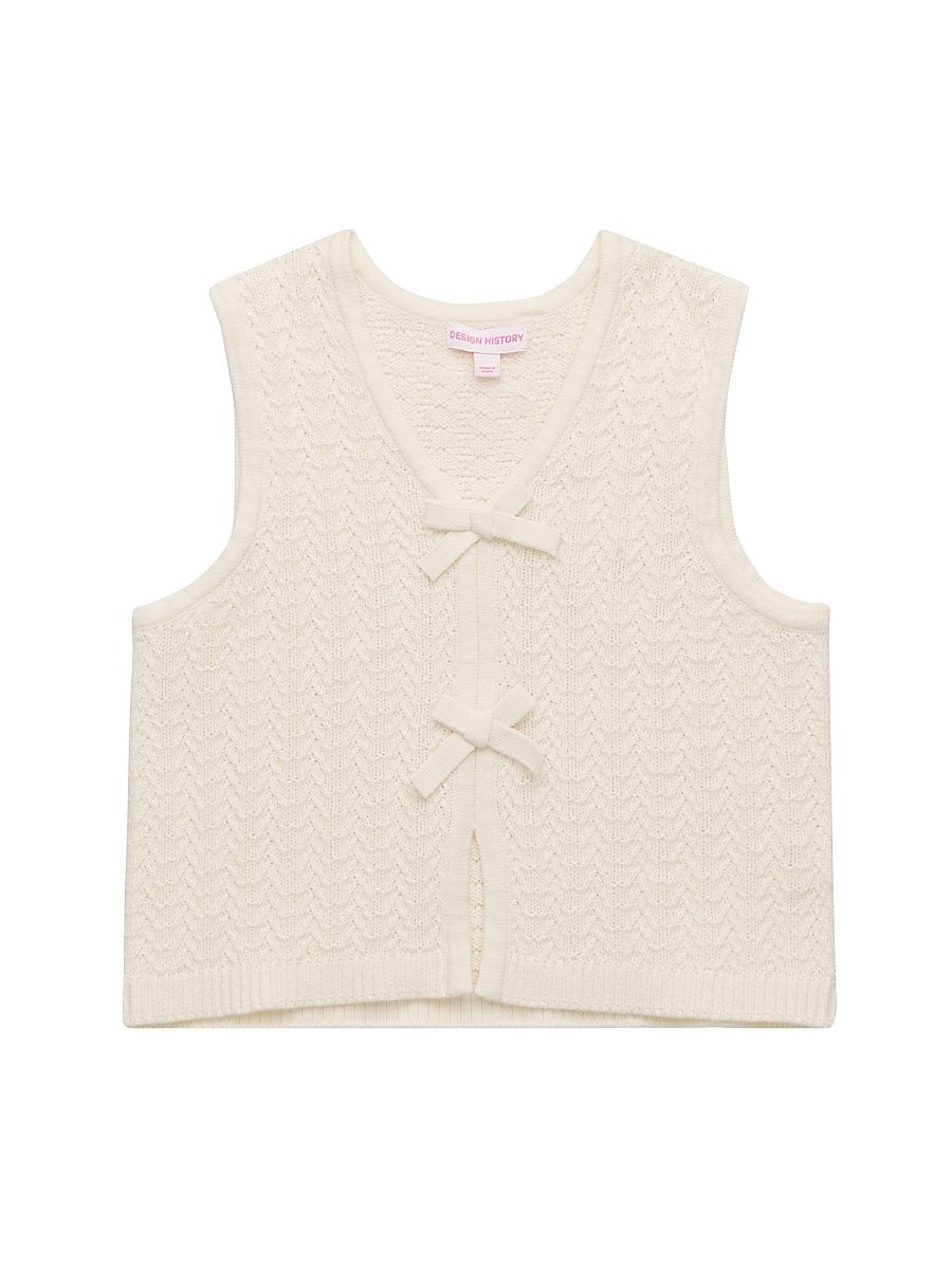 Girl's Knit Vest & Pants Set - Vanilla - Size 8