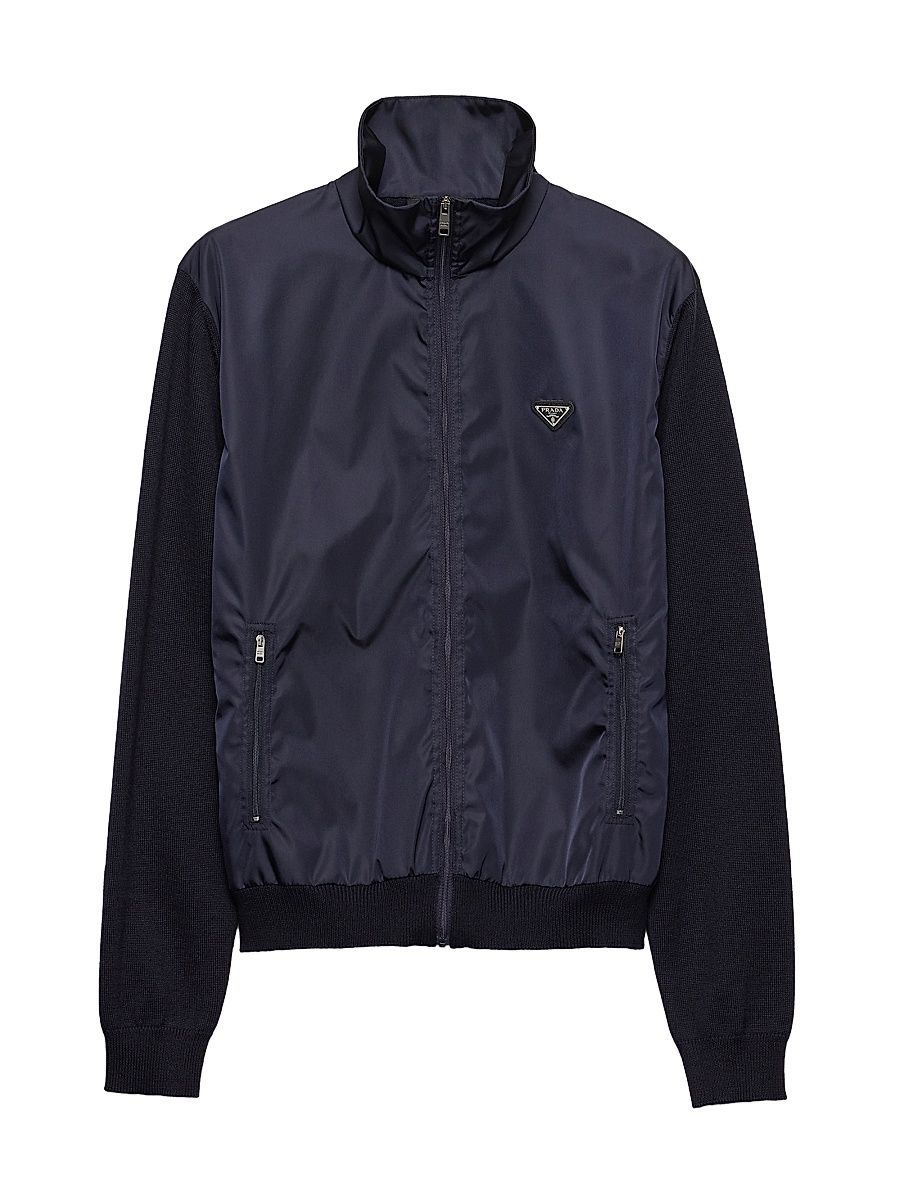 Men's Superfine Wool Zipper Cardigan - Blue - Size 44