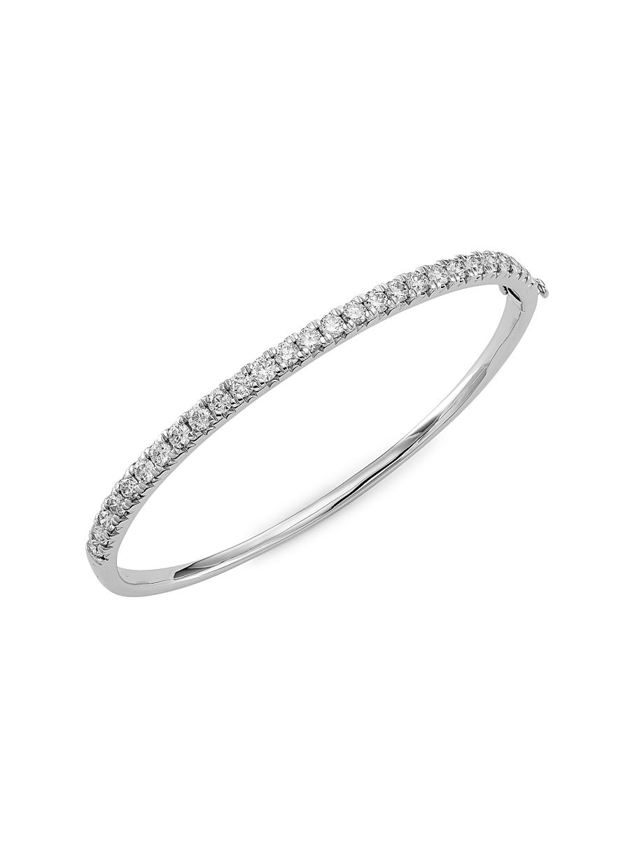 Women's 14K White Gold & 3 TCW Diamond Bangle - Size 7
