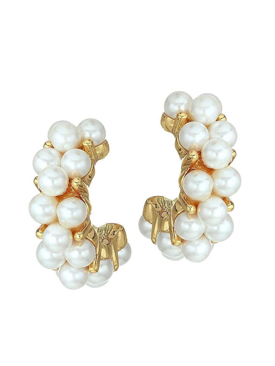 Women's Faux-Pearl Cluster Hoop Earrings - Gold Pearl