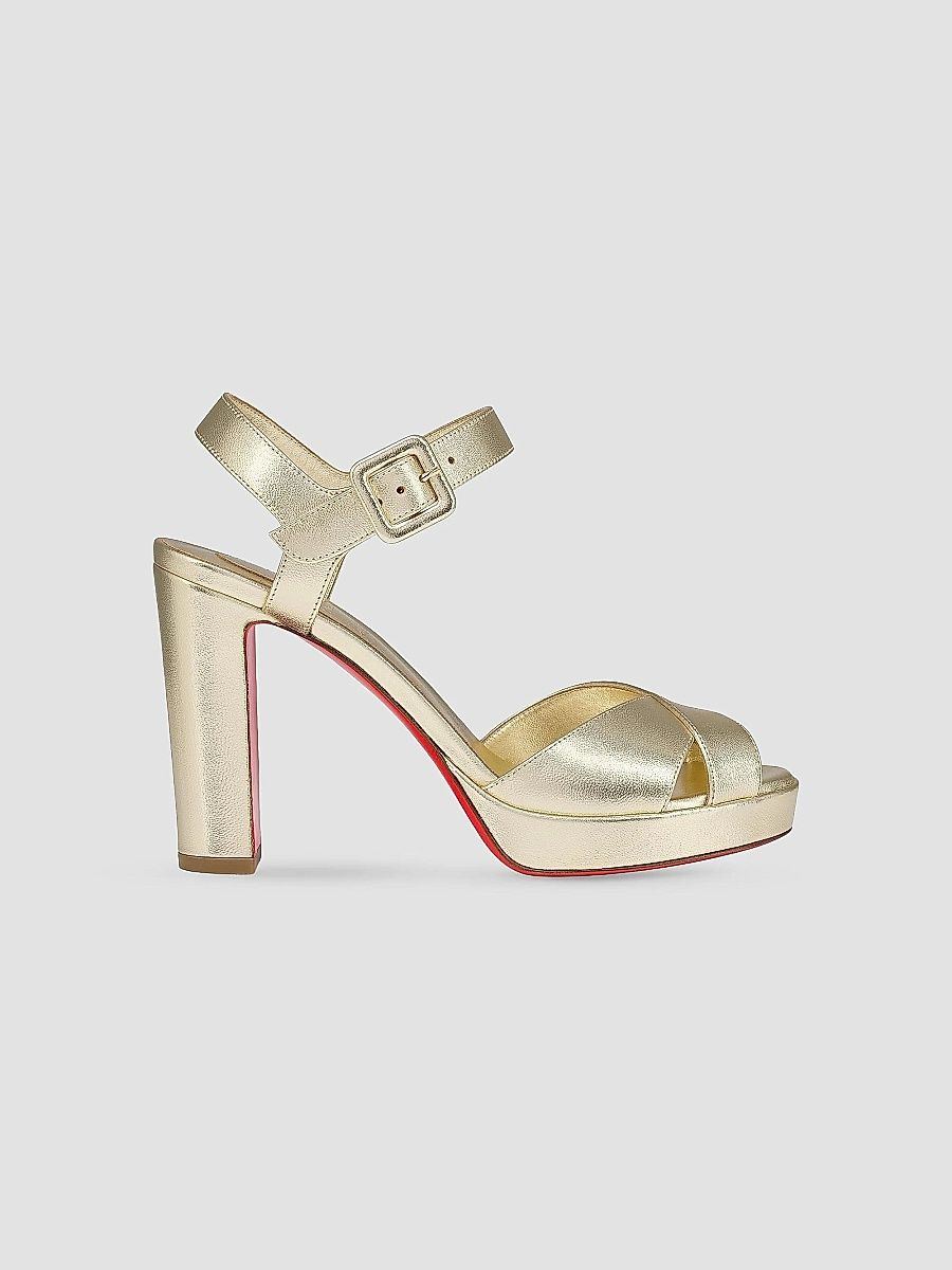 Christian Louboutin Women's Cora 100MM Sandal Heels - Platine - Size 12