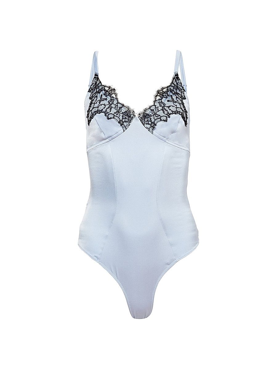 Women's Iris Stretch-Silk Lace Bodysuit - Ice Queen - Size Large