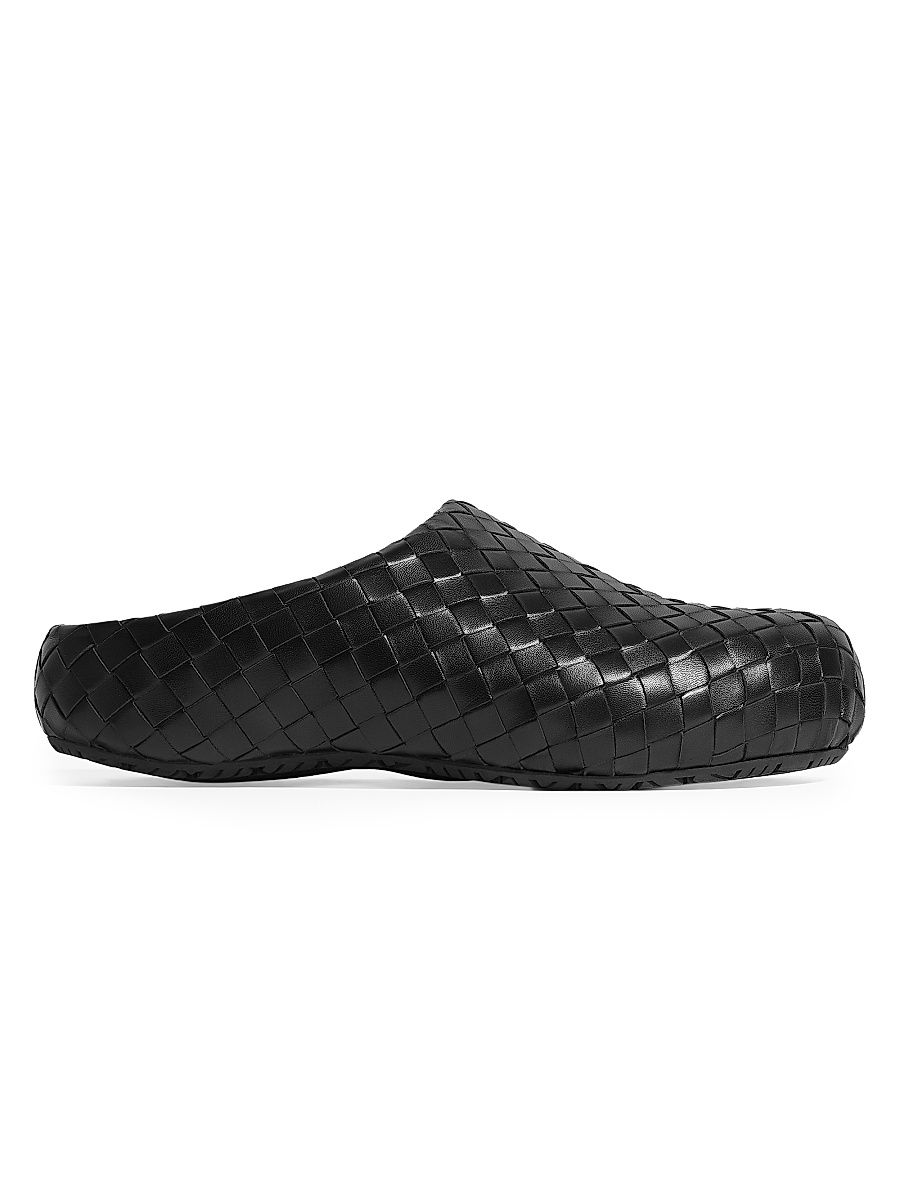 Men's Intrecciato Leather Clog Mules - Black - Size 8