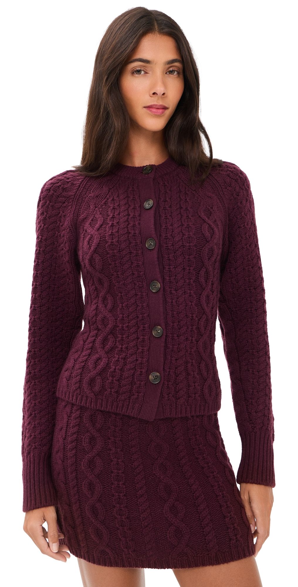 Guest in Residence Cable Sculpted Cardigan Fig XS