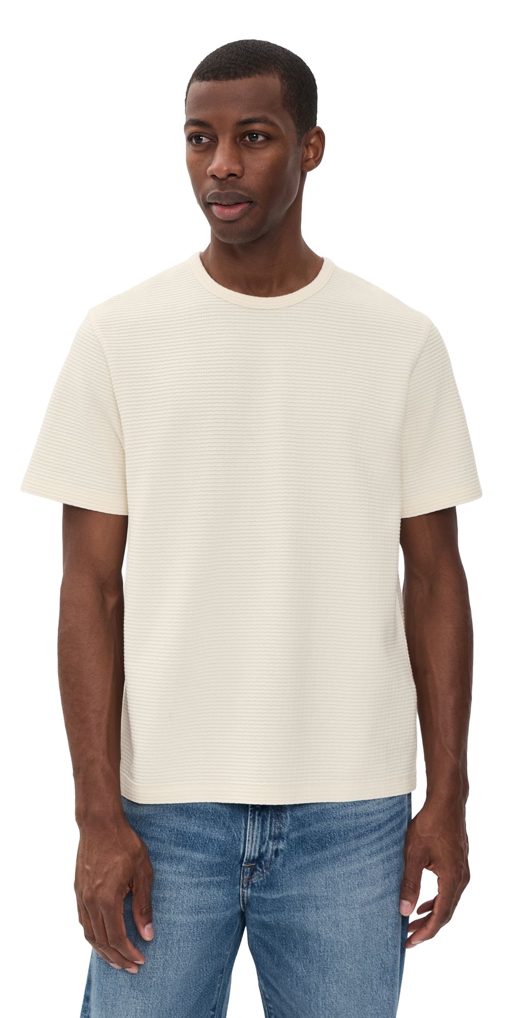 FRAME Jacquard Stripe Tee Cream M