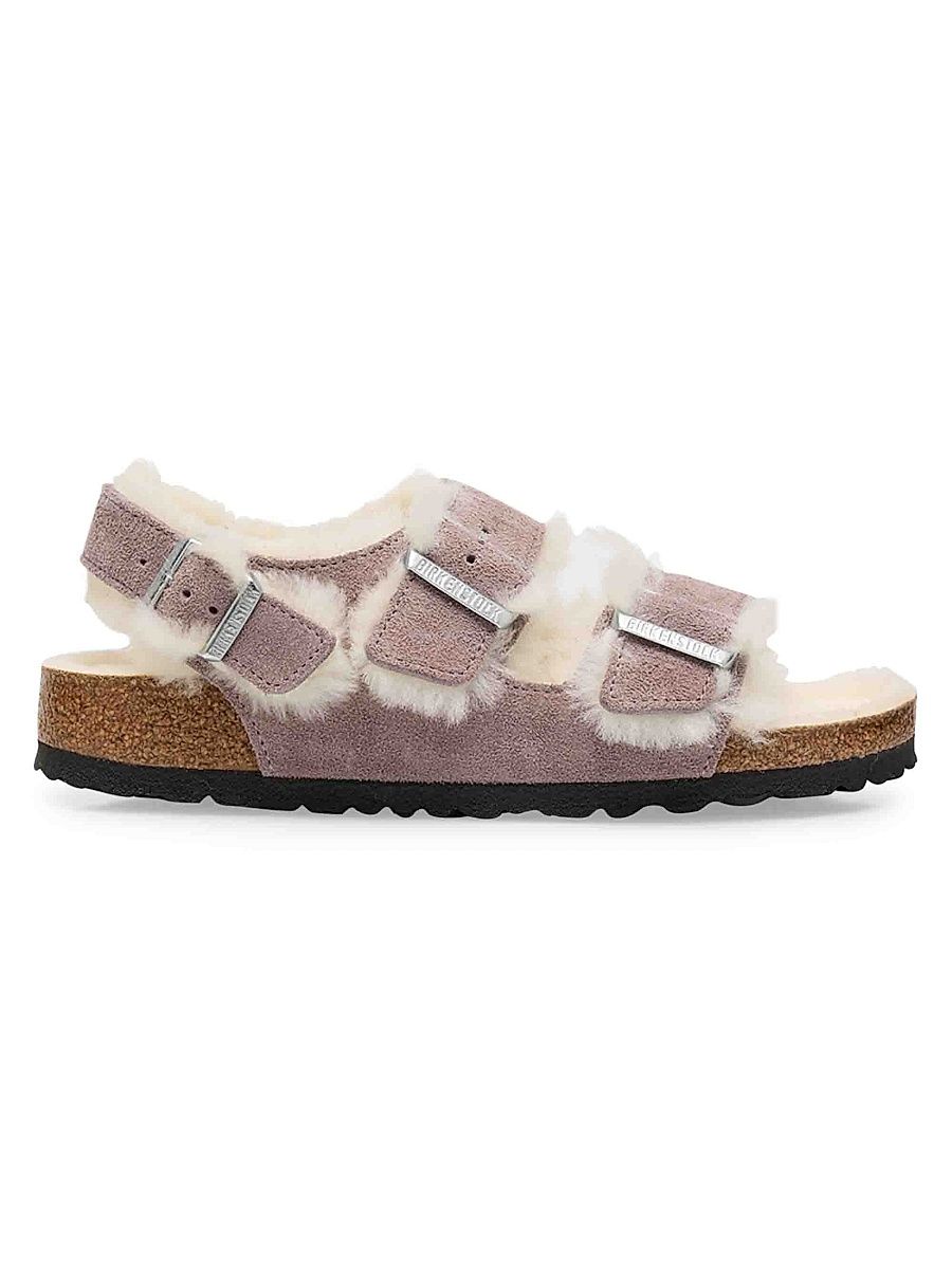Women's Milano Shearling-Lined Suede Slingback Sandals - Light Purple - Size 10