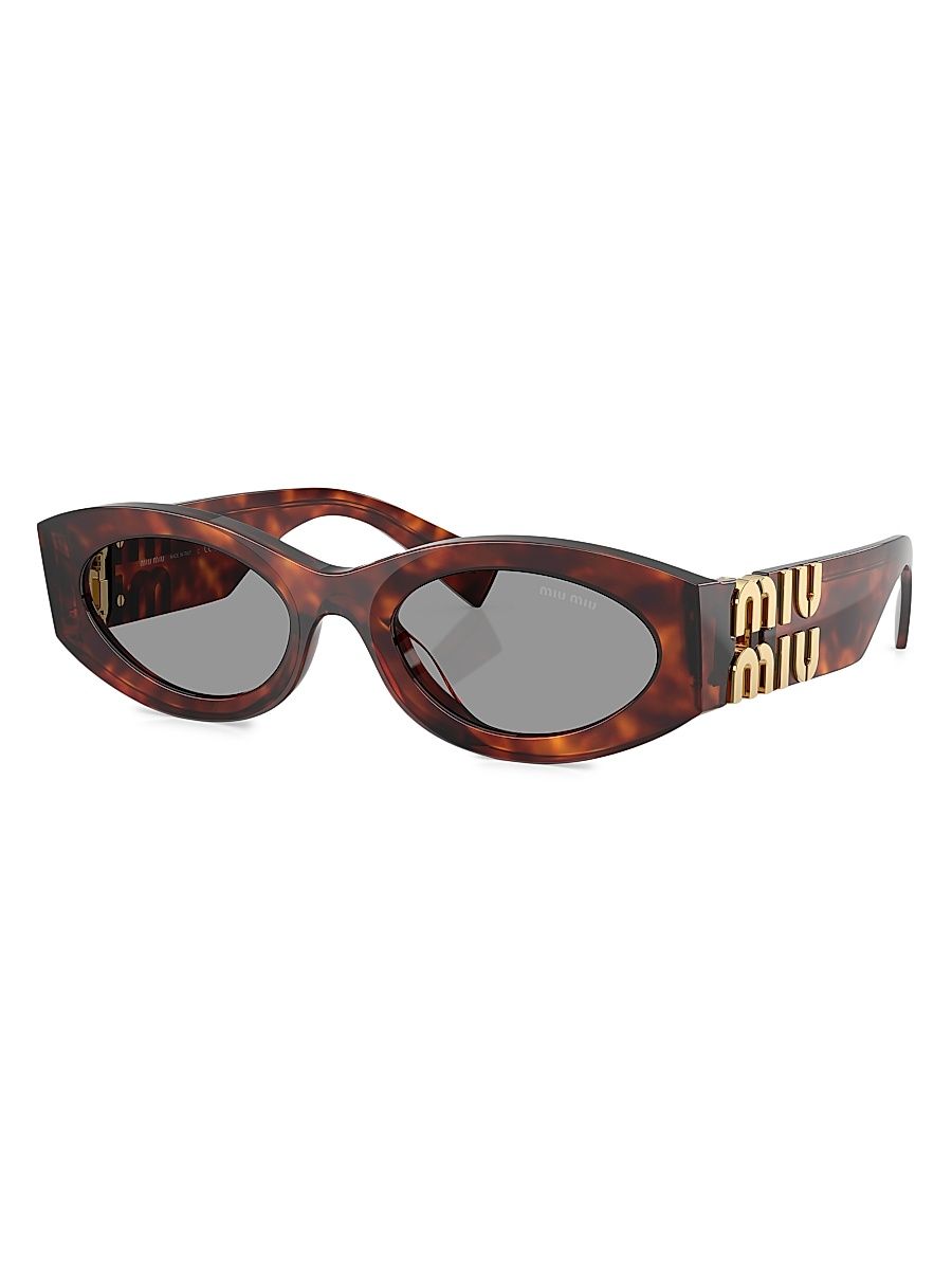 Women's 54MM Logo-Accented Oval Sunglasses - Havana Grey