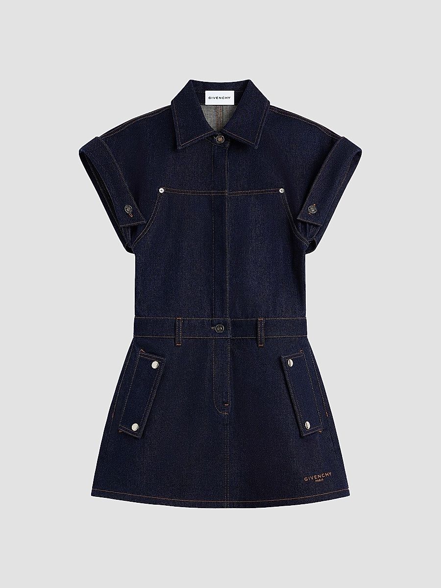 Givenchy Women's Mini Dress in Raw Denim - Dark Blue - Size 12