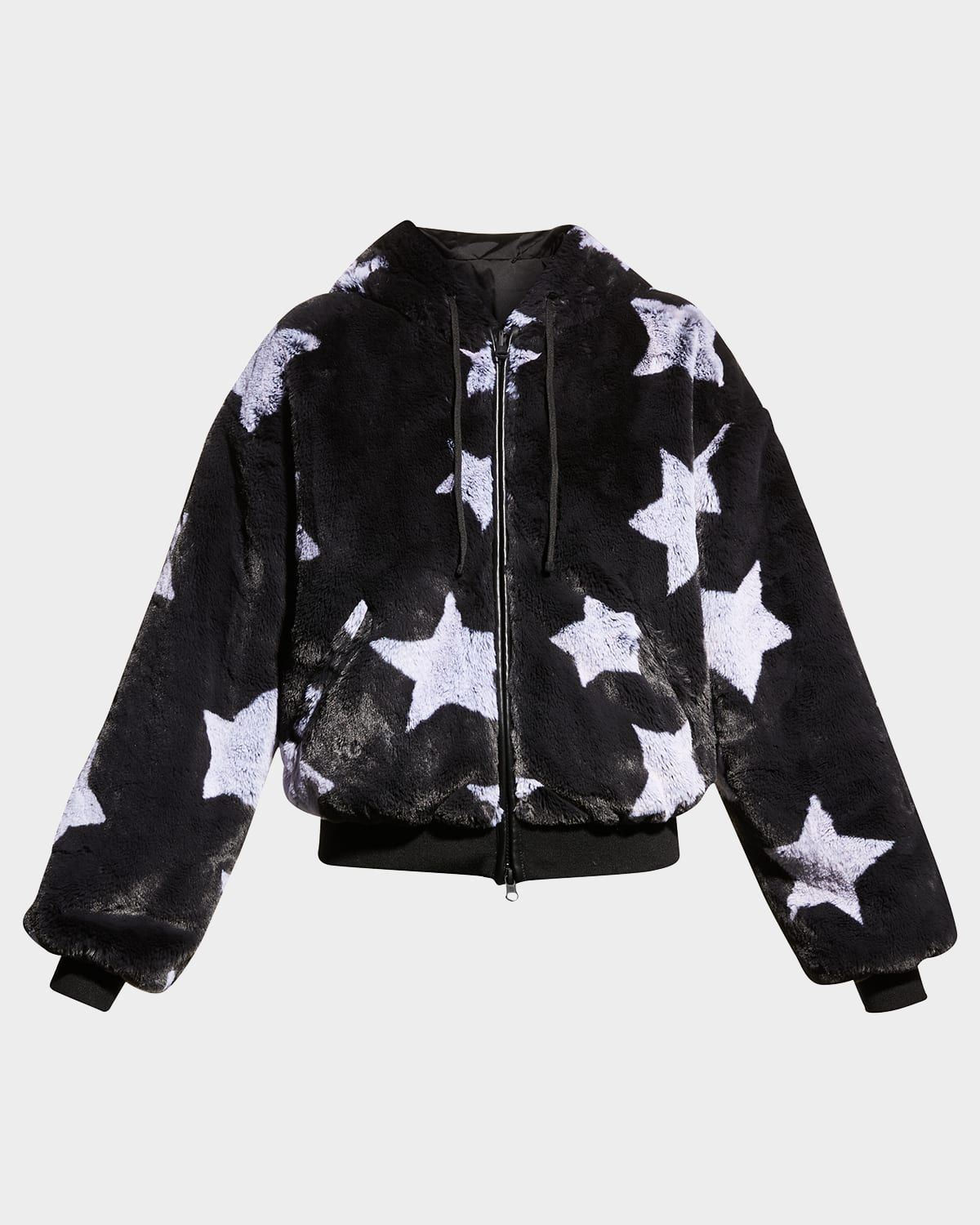 Faux-Fur Reversible Star Hoodie