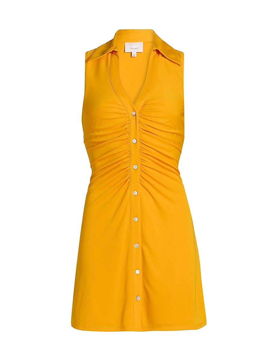 Women's Melinda Gathered Mini-Shirtdress - Saffron - Size 0