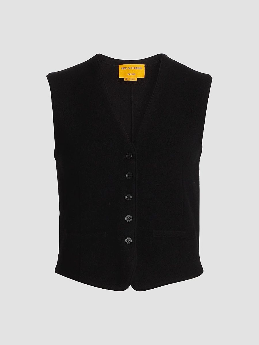Guest in Residence Women's Cashmere Knit Tailored Vest - Black - Size Small