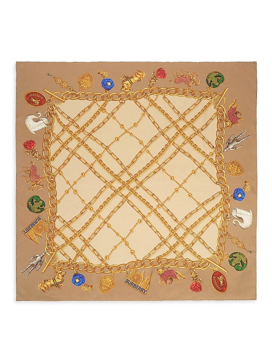 Women's Check Charm Silk Scarf - Finch Beige