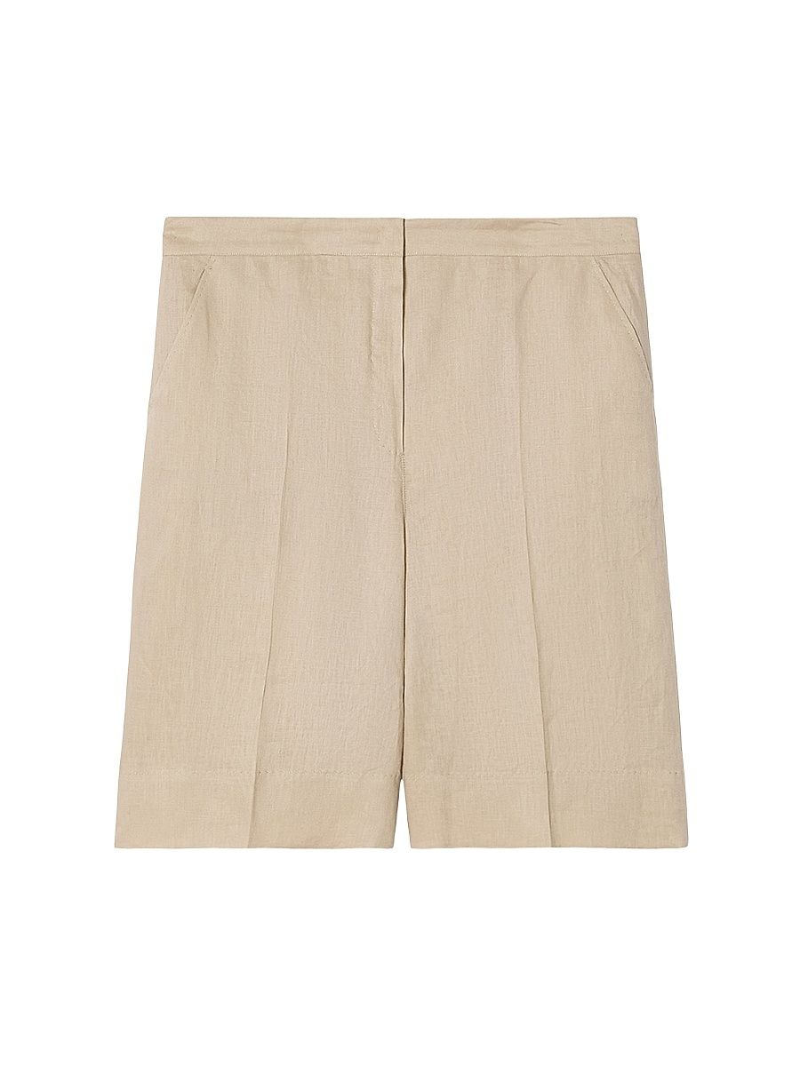 Women's Linen Canvas Bermuda Shorts - Beige - Size 22