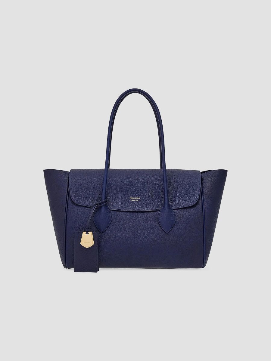 FERRAGAMO Women's Large Firenze Leather Tote Bag - Midnight