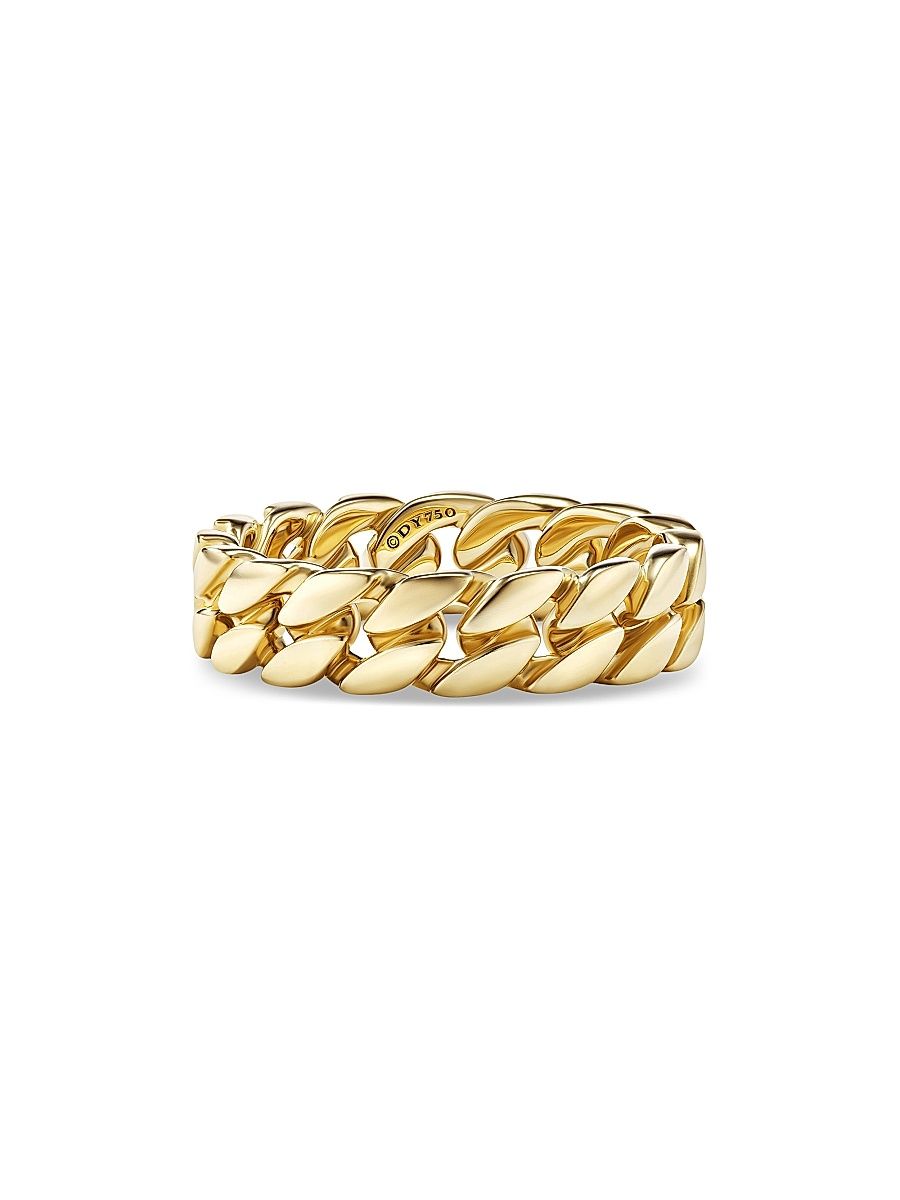 Men's Curb Chain Band Ring in 18K Yellow Gold, 6MM - Gold - Size 12