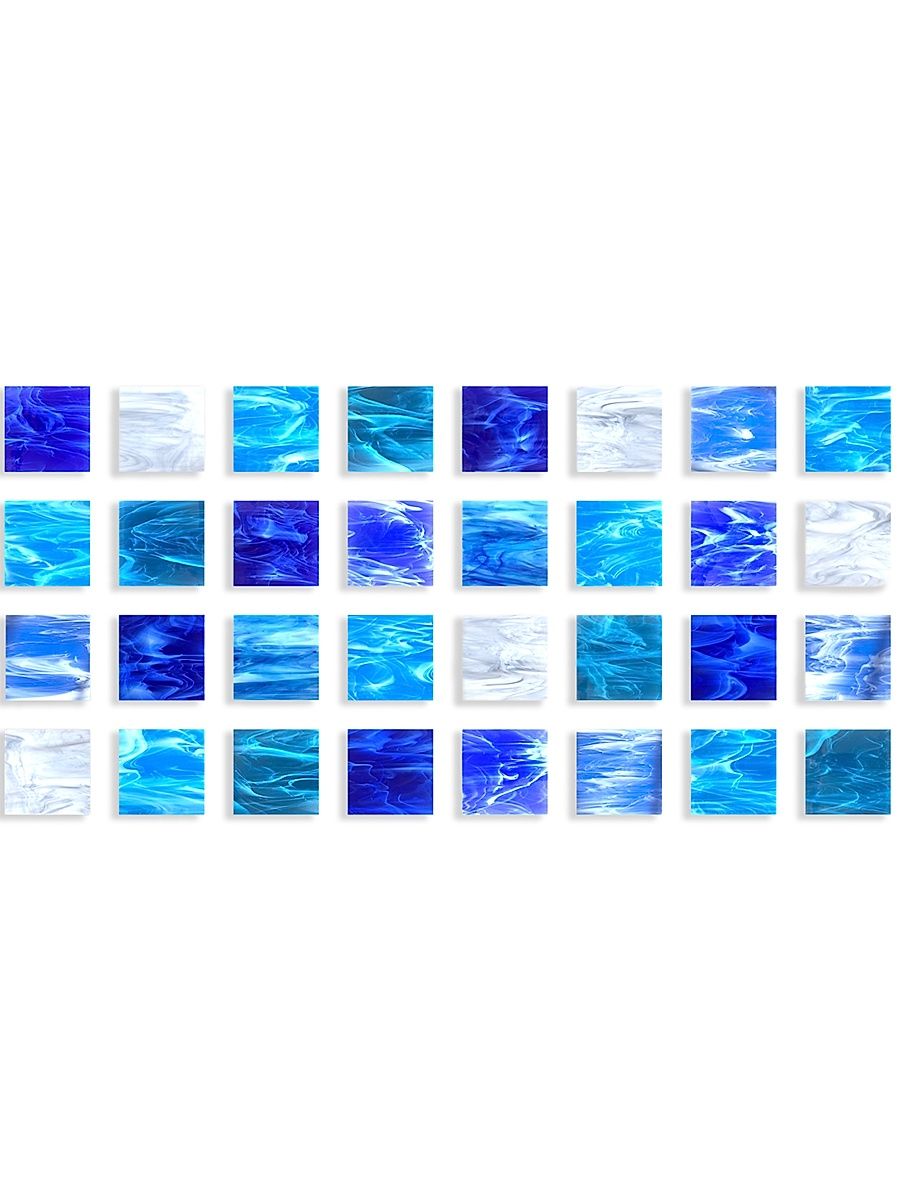 Block Series 32-Piece Water Glass Wall Sculpture - Blue