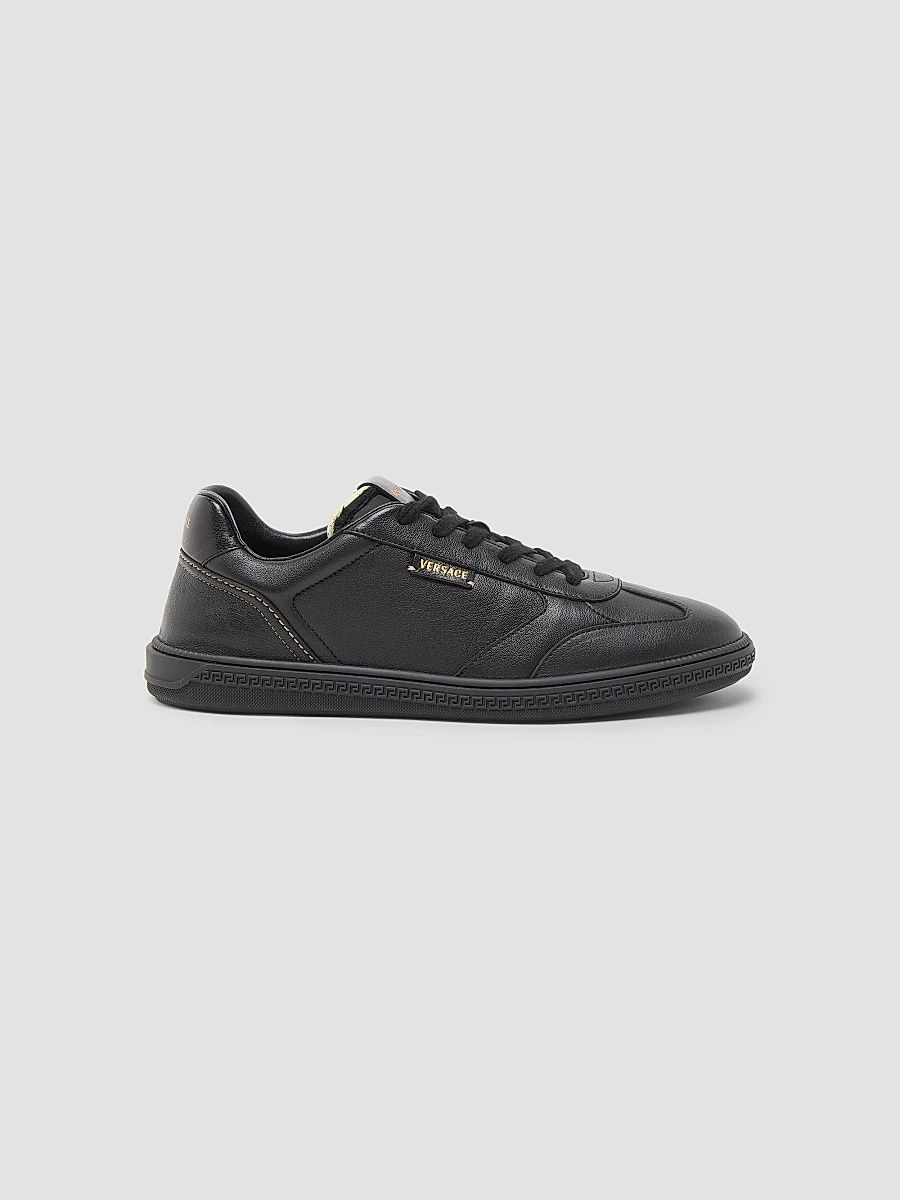 Men's Leather Low-Top Sneakers - Black - Size 13
