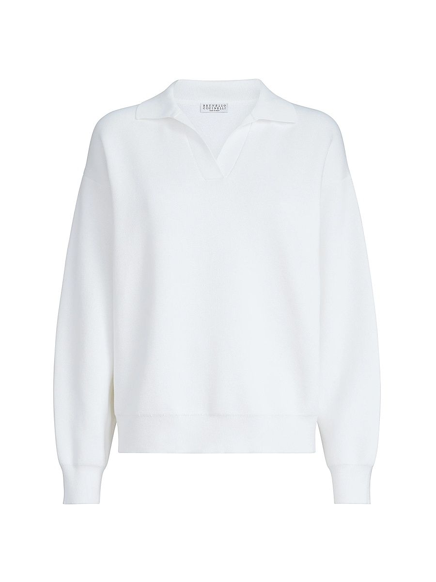 Women's Cotton Double Knit Polo Shirt - White - Size XXXL