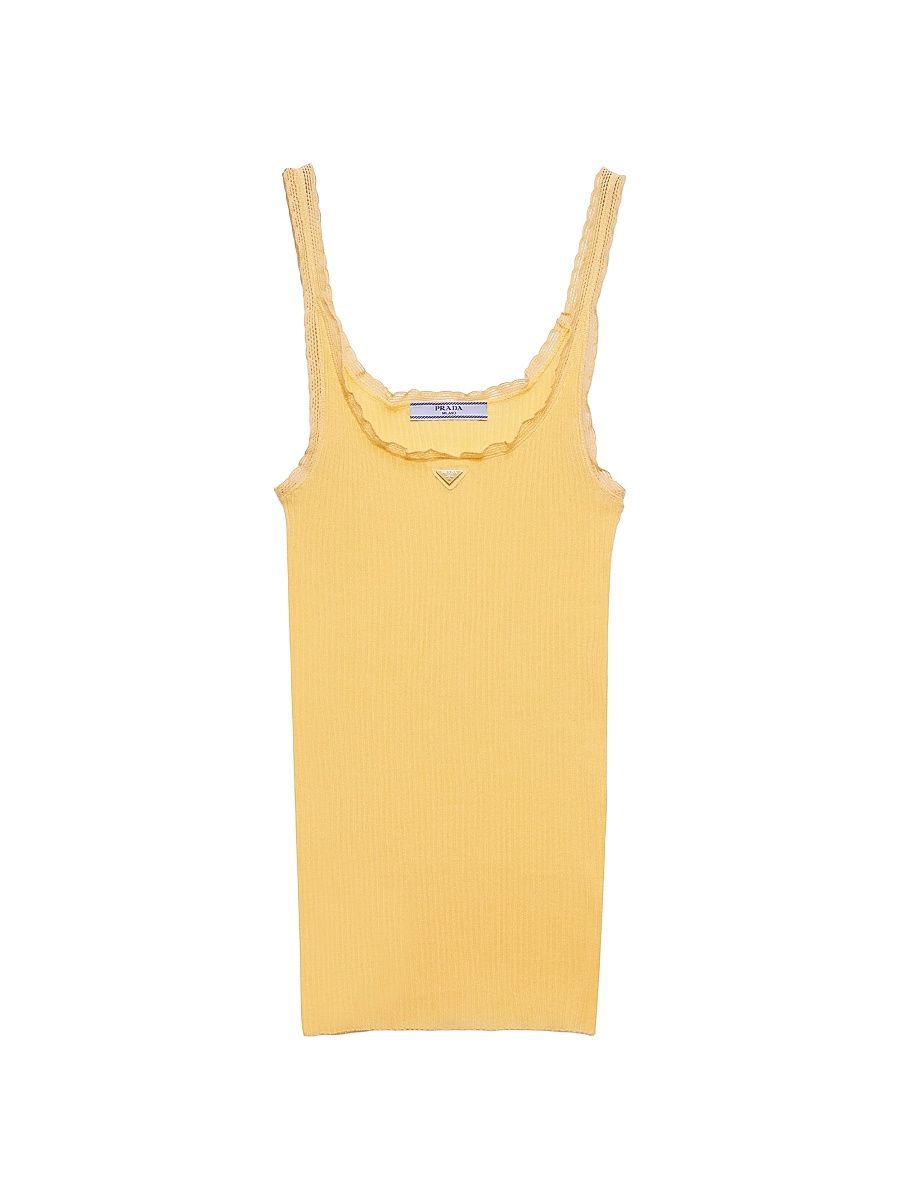 Women's Ribbed Cotton Top - Yellow - Size 6