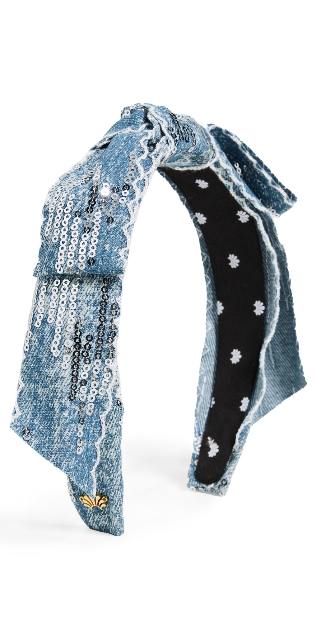 Lele Sadoughi Shirley Scalloped Sequin Headband Light Denim One Size