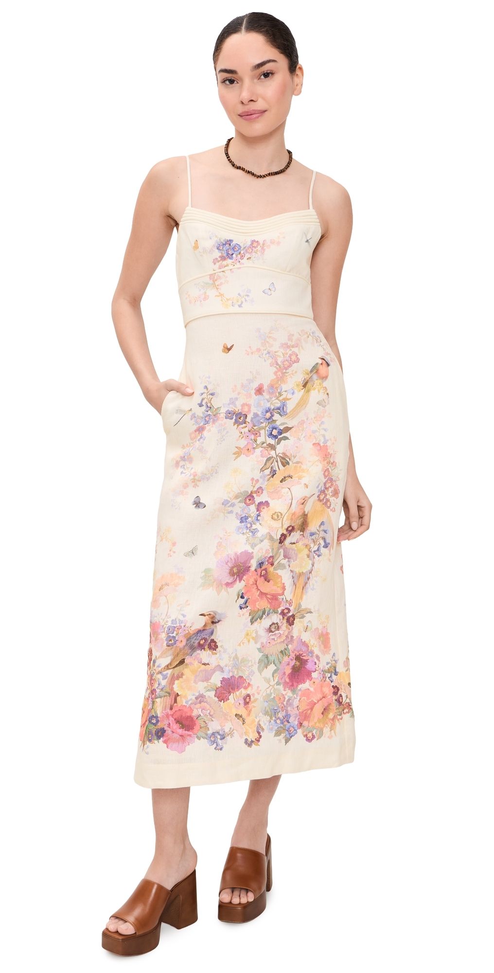 Zimmermann Alchemy Midi Dress Cream Multi Floral 0P