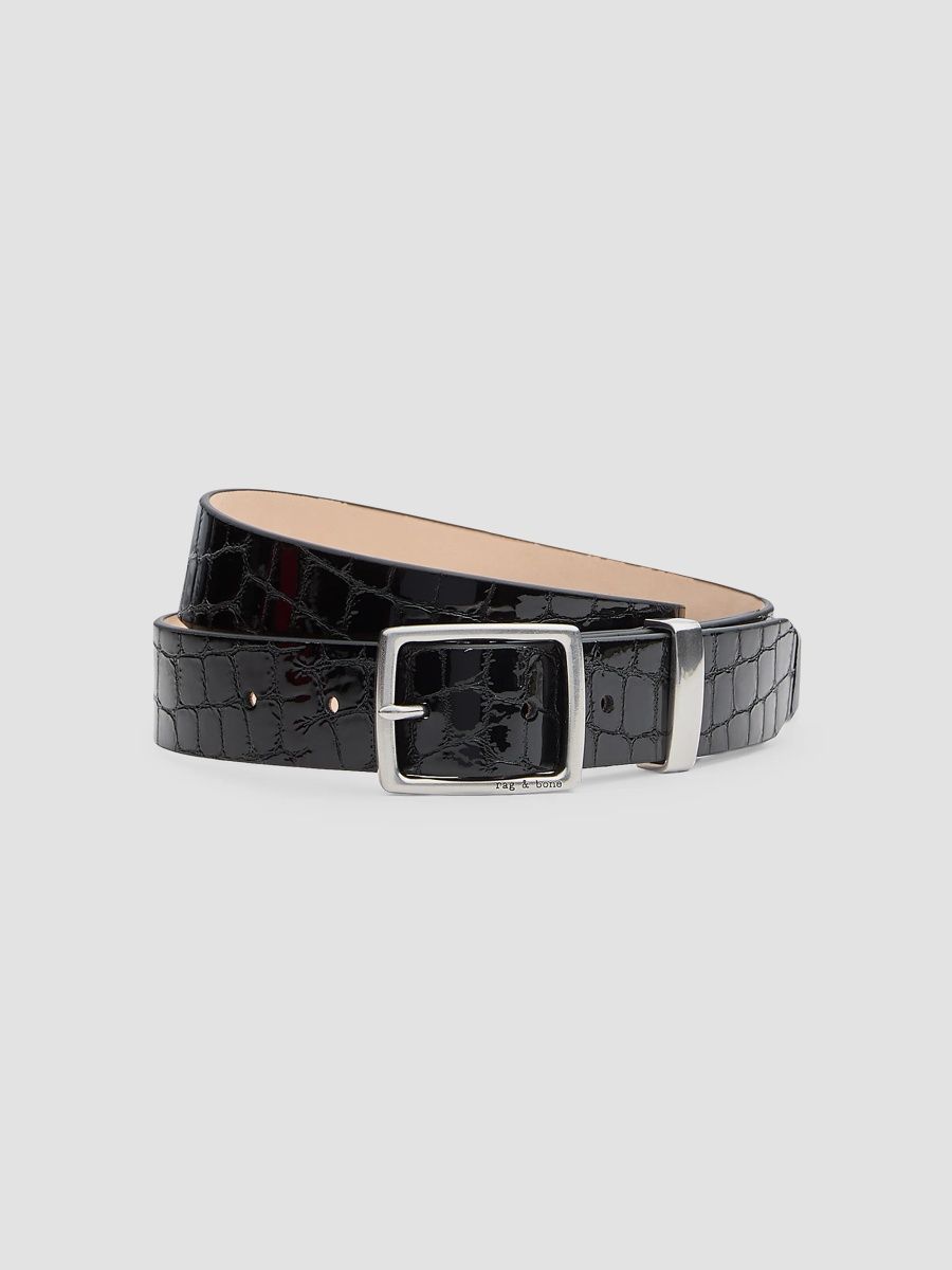 rag & bone Women's X Boyfriend Leather Belt - Black - Size XS
