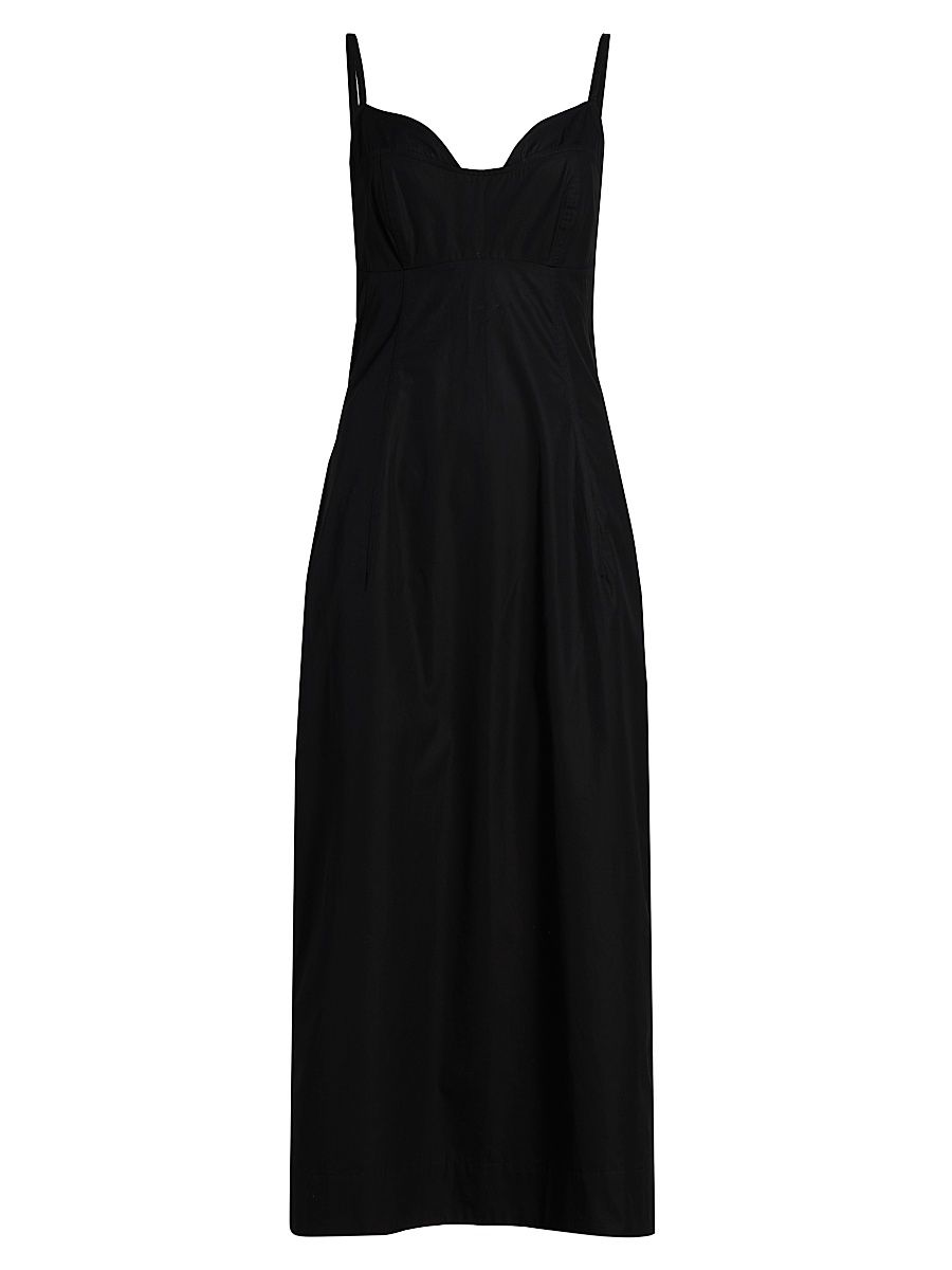 Women's Bustier Cotton Midi-Dress - Black - Size XL