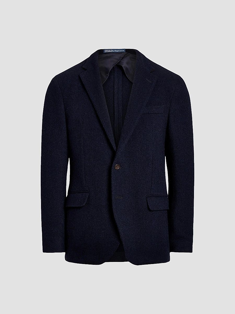 Polo Ralph Lauren Men's Herringbone Wool-Blend Jacket - Dark Navy - Size 38