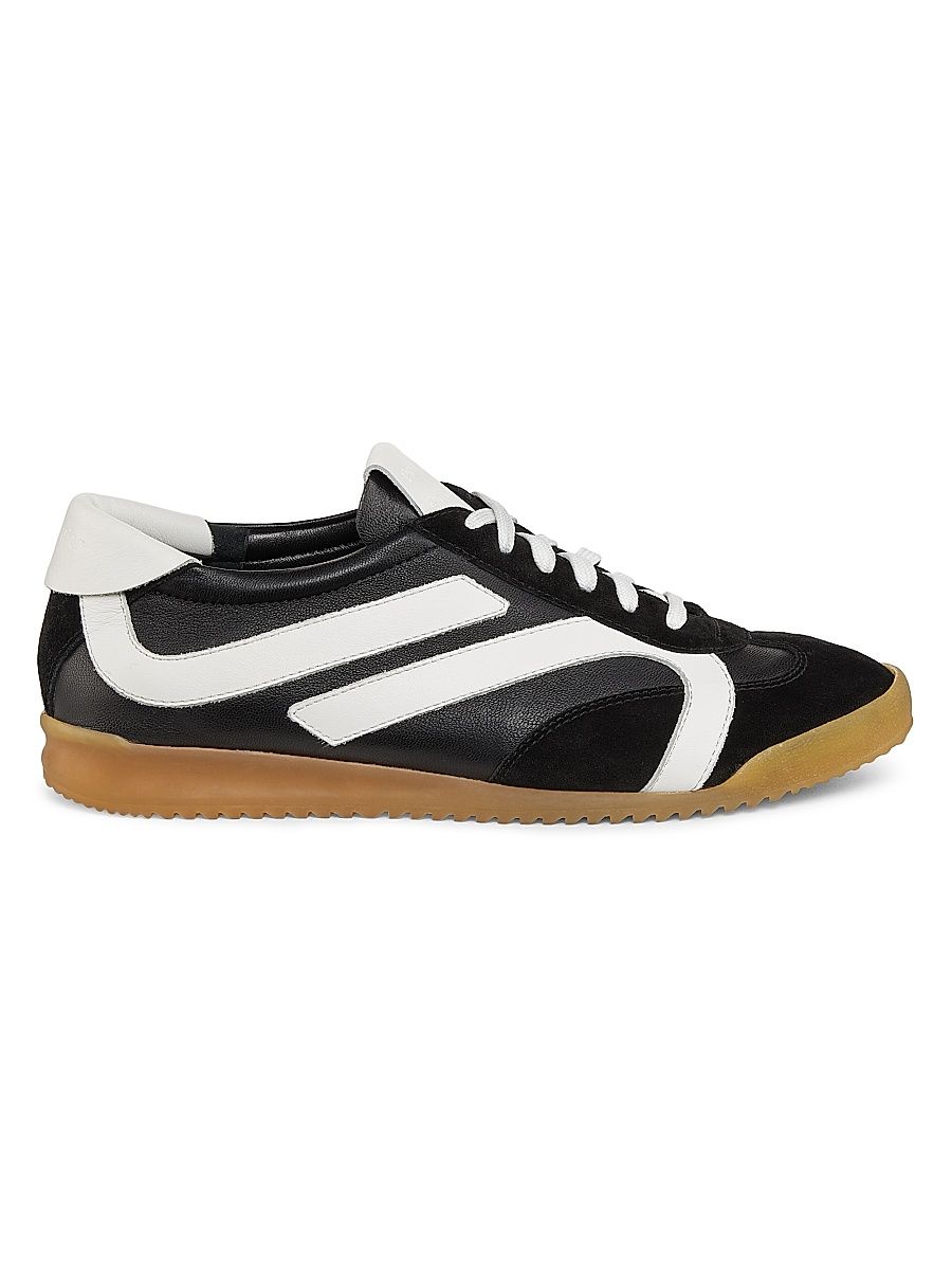 Women's Track Leather & Suede Sneakers - Black White - Size 11