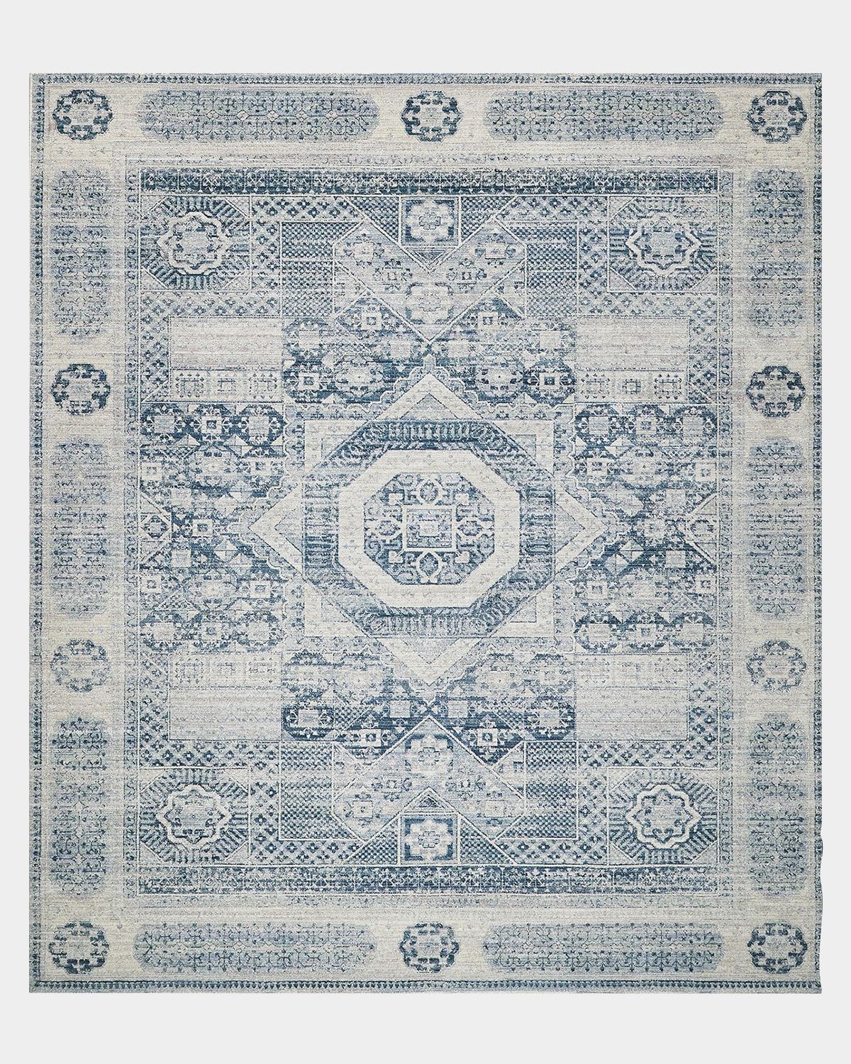 Vintage Looms Light Blue/Blue Polyester powerloom Area Rug