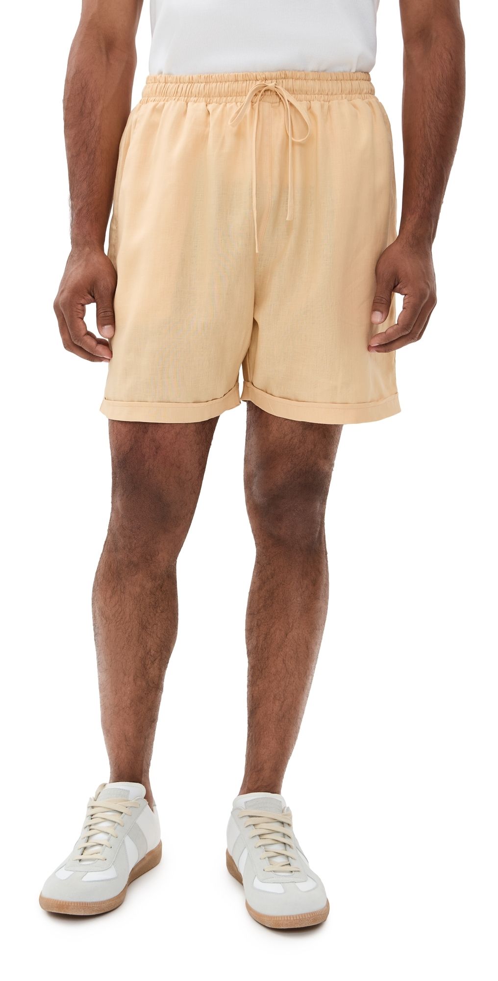 Fanm Mon Aras Embroidered Linen Shorts Caramel XL