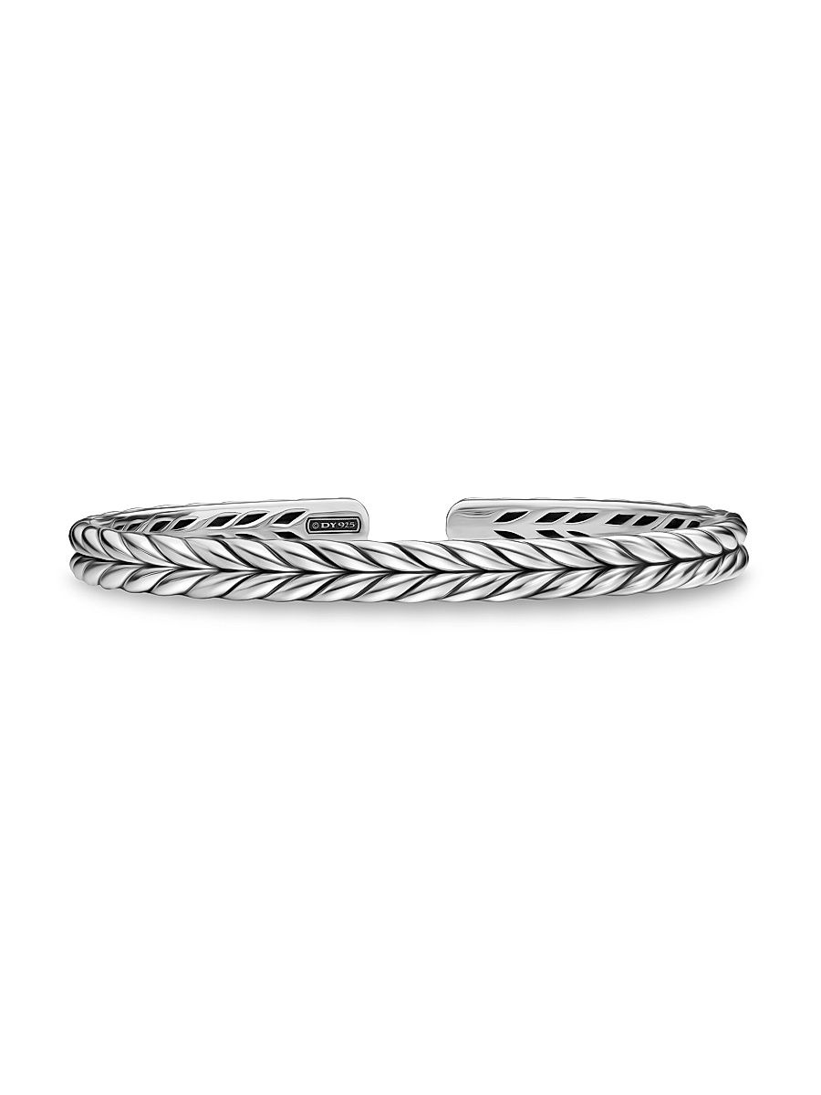 Men's Chevron Flex Bracelet in Sterling Silver, 6.4MM - Silver - Size Medium