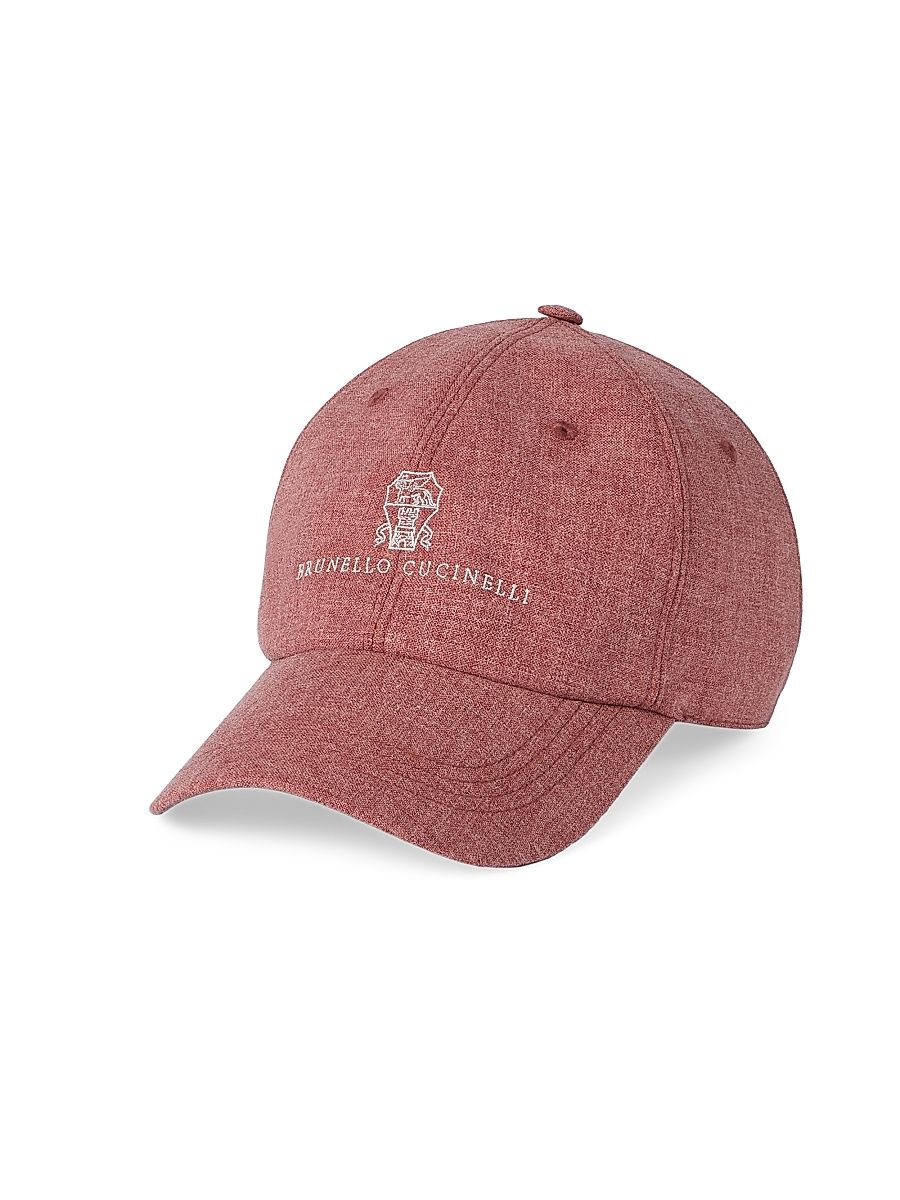 Men's Virgin Wool, Cotton and Silk Mouliné Baseball Cap - Coral - Size XXL