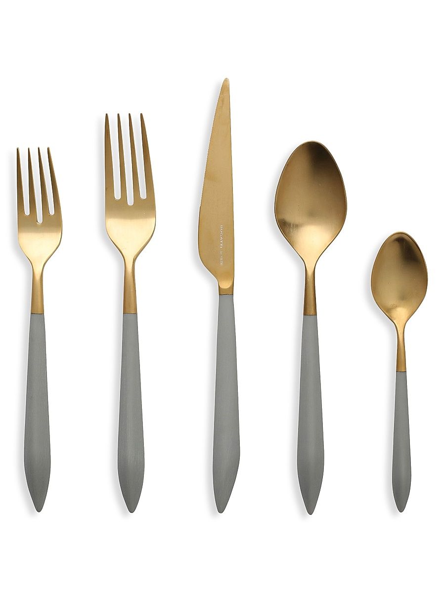 Ares Oro & Black 5-Piece Flatware Set - Gold Light Grey