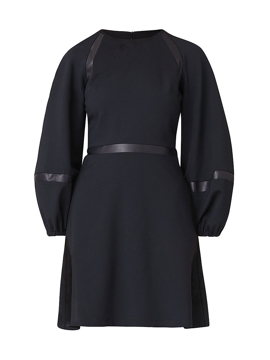 Shoshanna Women's Elsy Faux Leather-Trim Dress - Ink - Size 8