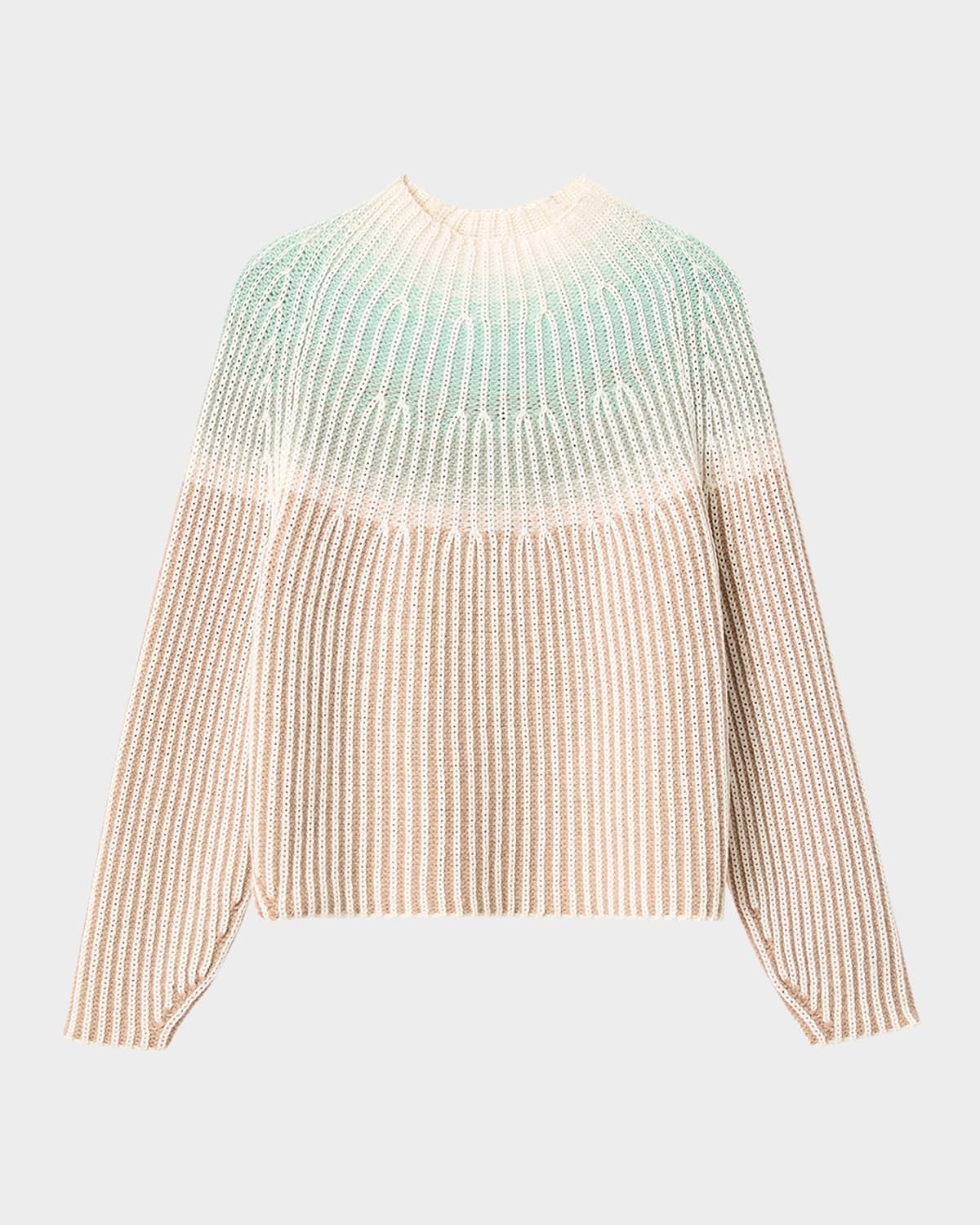 Ombre Wool-Cashmere Rib Knit Sweater