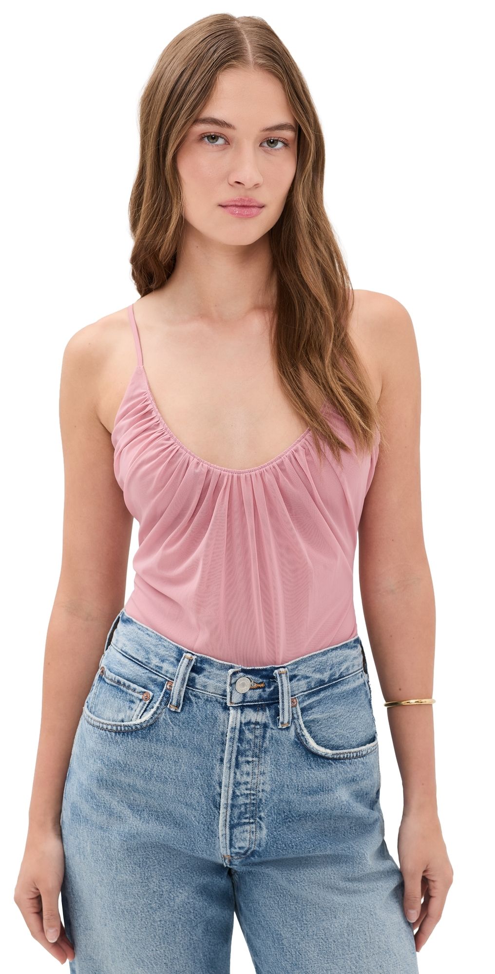 L'AGENCE Gelina Ruched Thong Bodysuit Lilas XXS