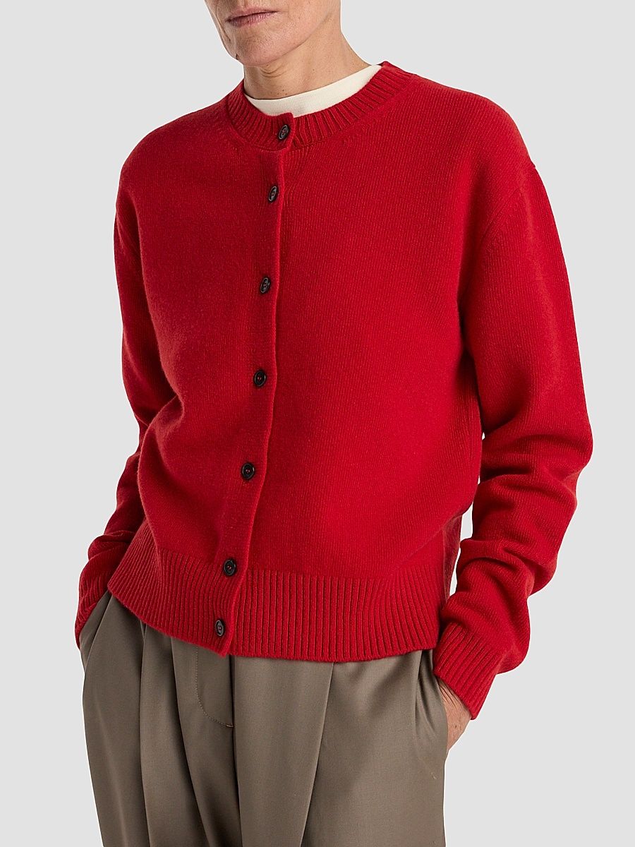 Women's Classic Stretch Wool Cardigan - Red - Size 12