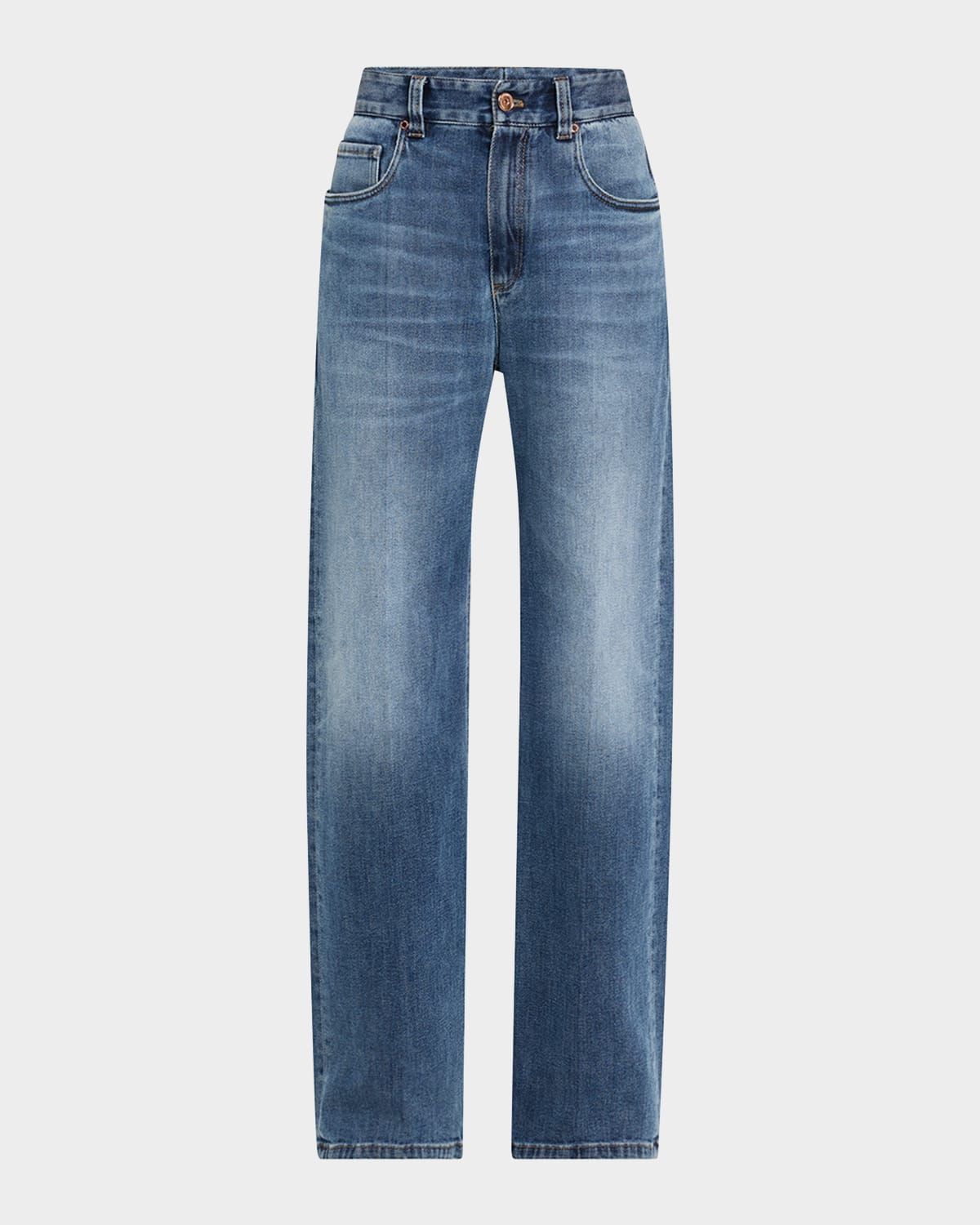 Soft Denim Loose Stove Pipe Jeans