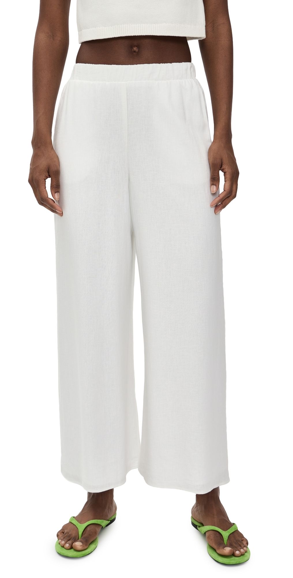 Show Me Your Mumu Kick Back Pants White Linen S