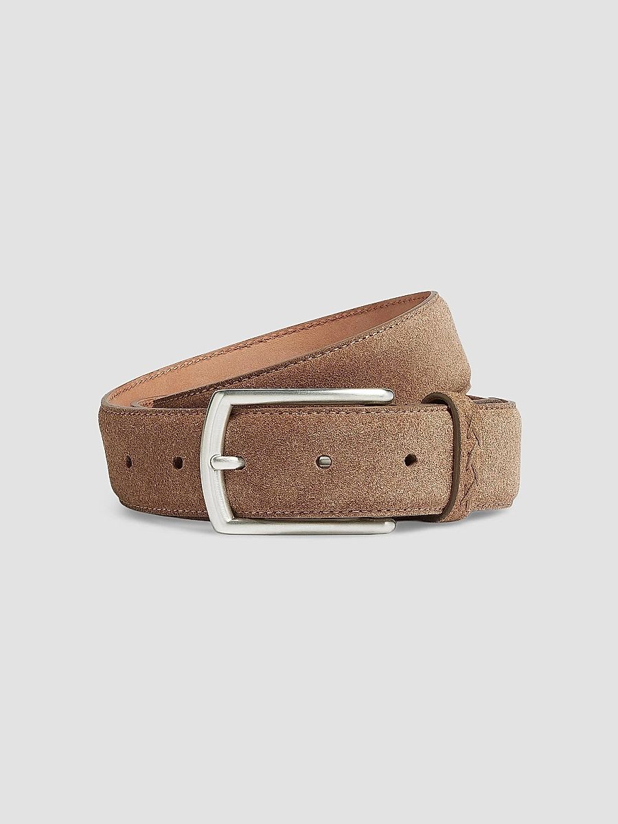 ZEGNA Men's Suede Belt - Beige - Size 44