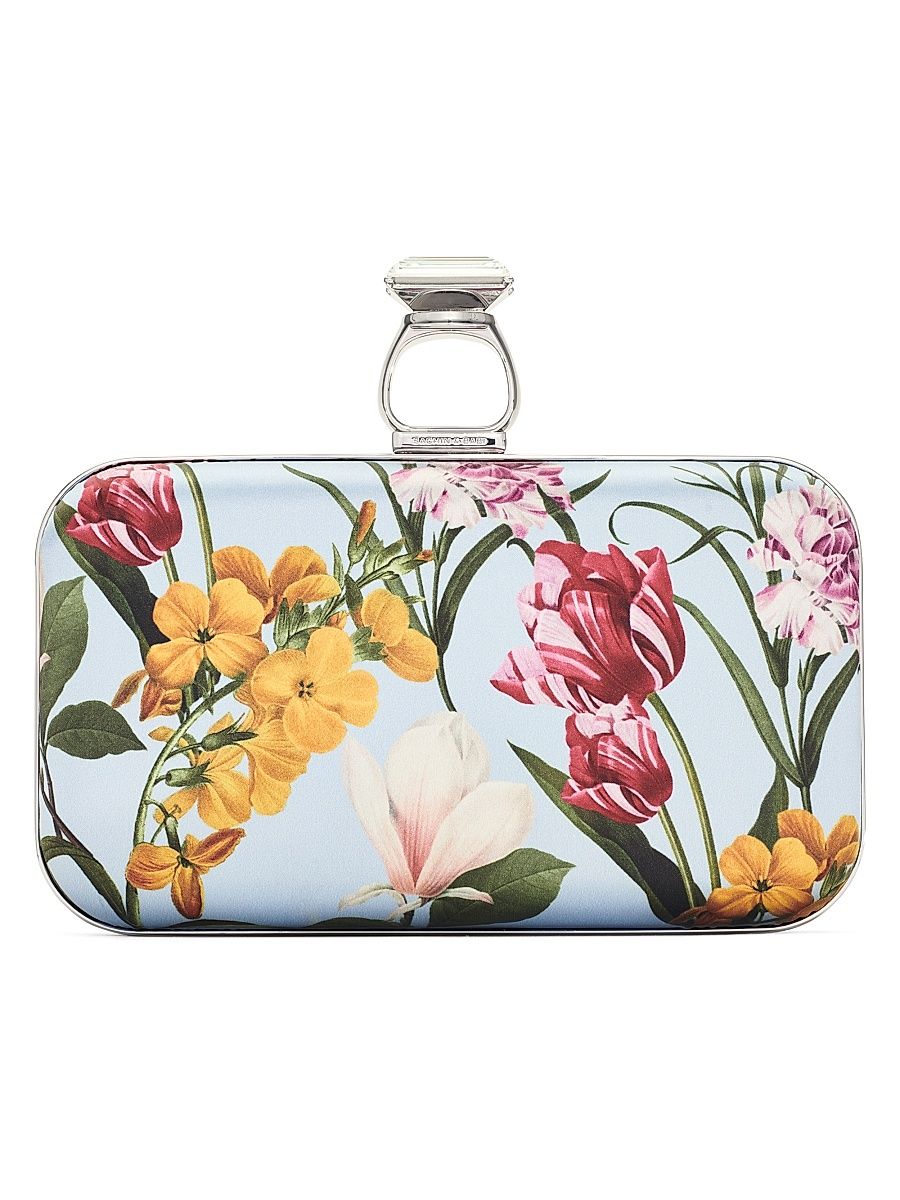 Women's On The Rocks Embellished Floral Satin Clutch - Glacial Blue