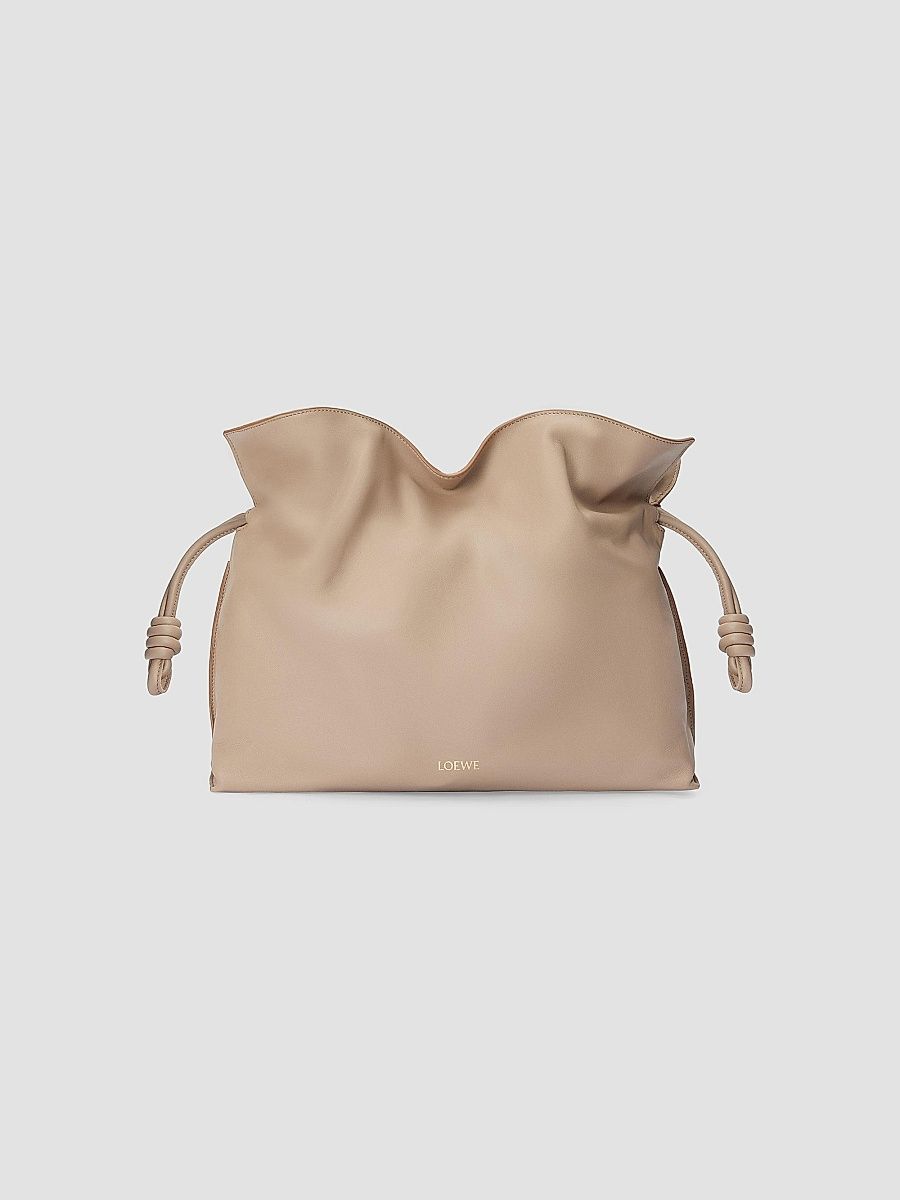 LOEWE Women's Flamenco Large Leather Clutch - Sand