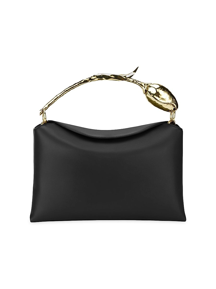Women's Bloom Medium Leather Top Handle Bag - Black