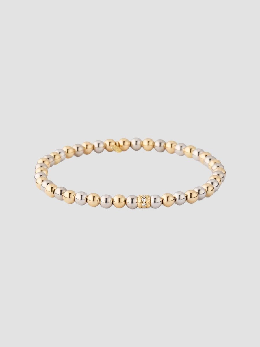 Sydney Evan Women's Two-Tone 14K Gold & 0.07 TCW Beaded Stretch Bracelet - Yellow Gold