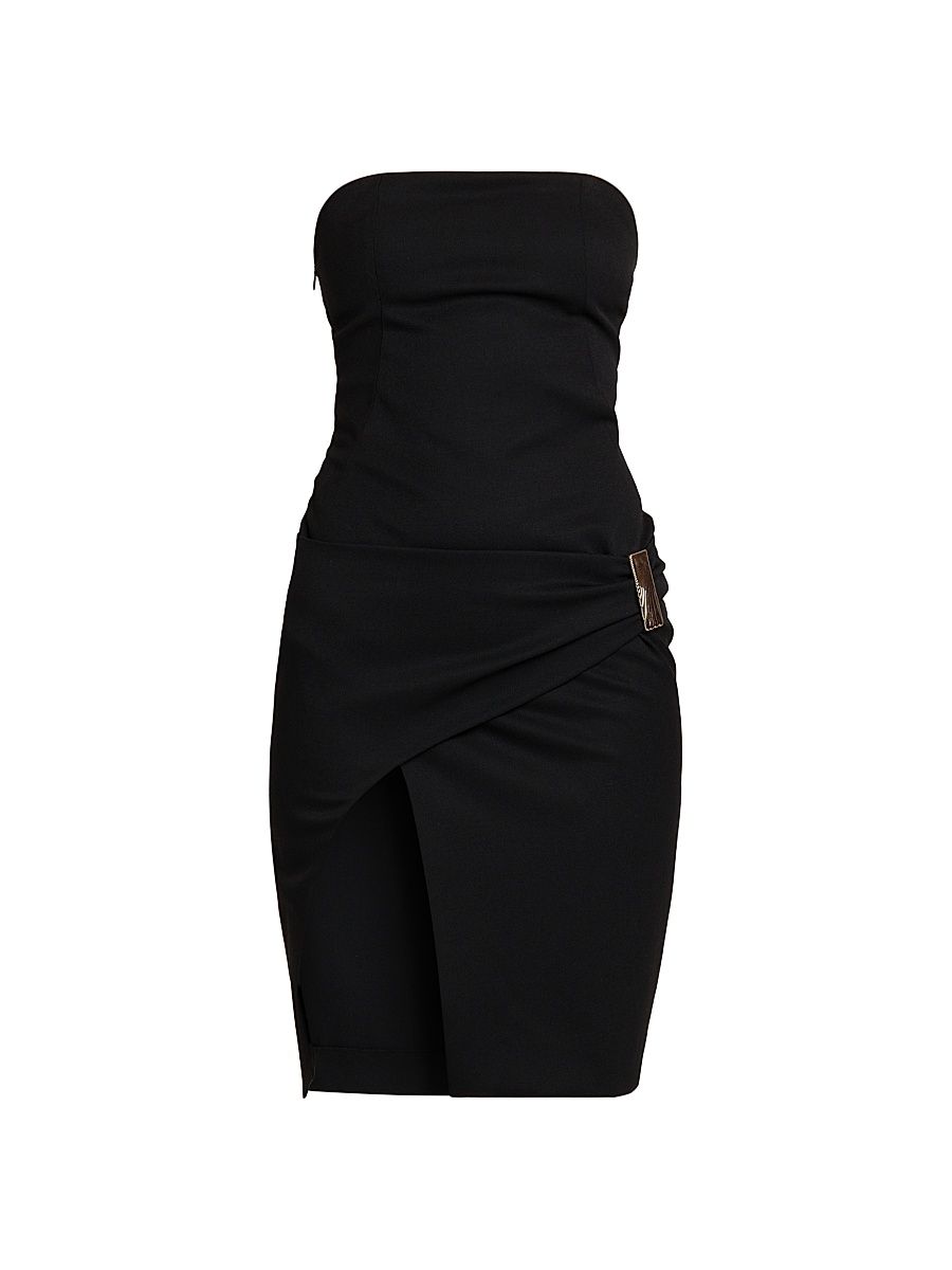 Women's Stretch Wool Gabardine Strapless Minidress - Black - Size 4